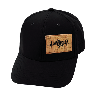 Mountains - 6 Panel - Black - Laser Mesh (Unisex)