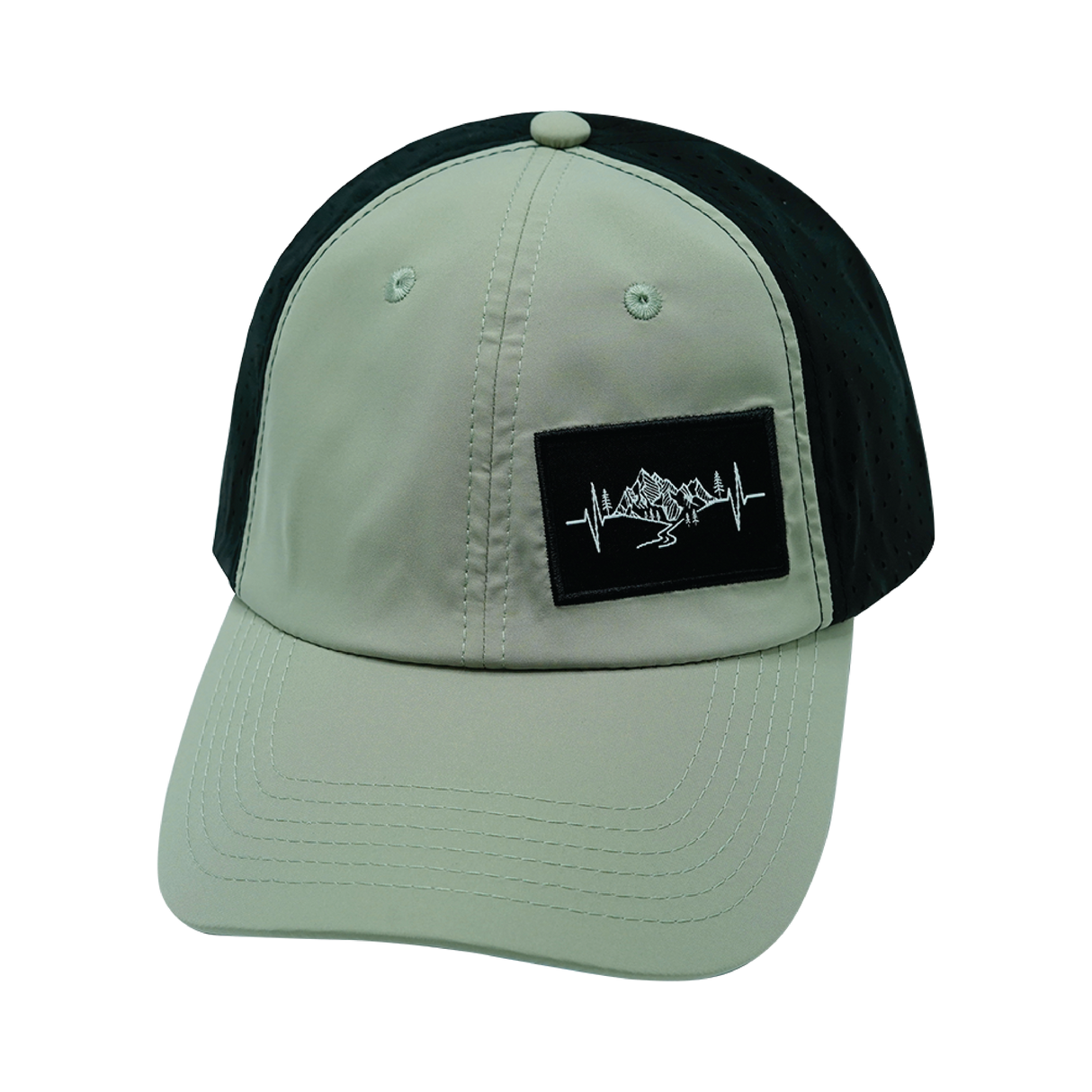 Mountains - 6 Panel - Unstructured - Green / Black - Laser Mesh (Unisex)