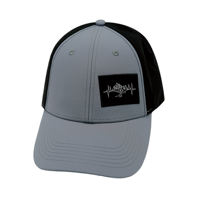 Mountains - 6 Panel - Shallow Fit - Pony Tail - Gray Blue / Black - Laser Mesh (Unisex)