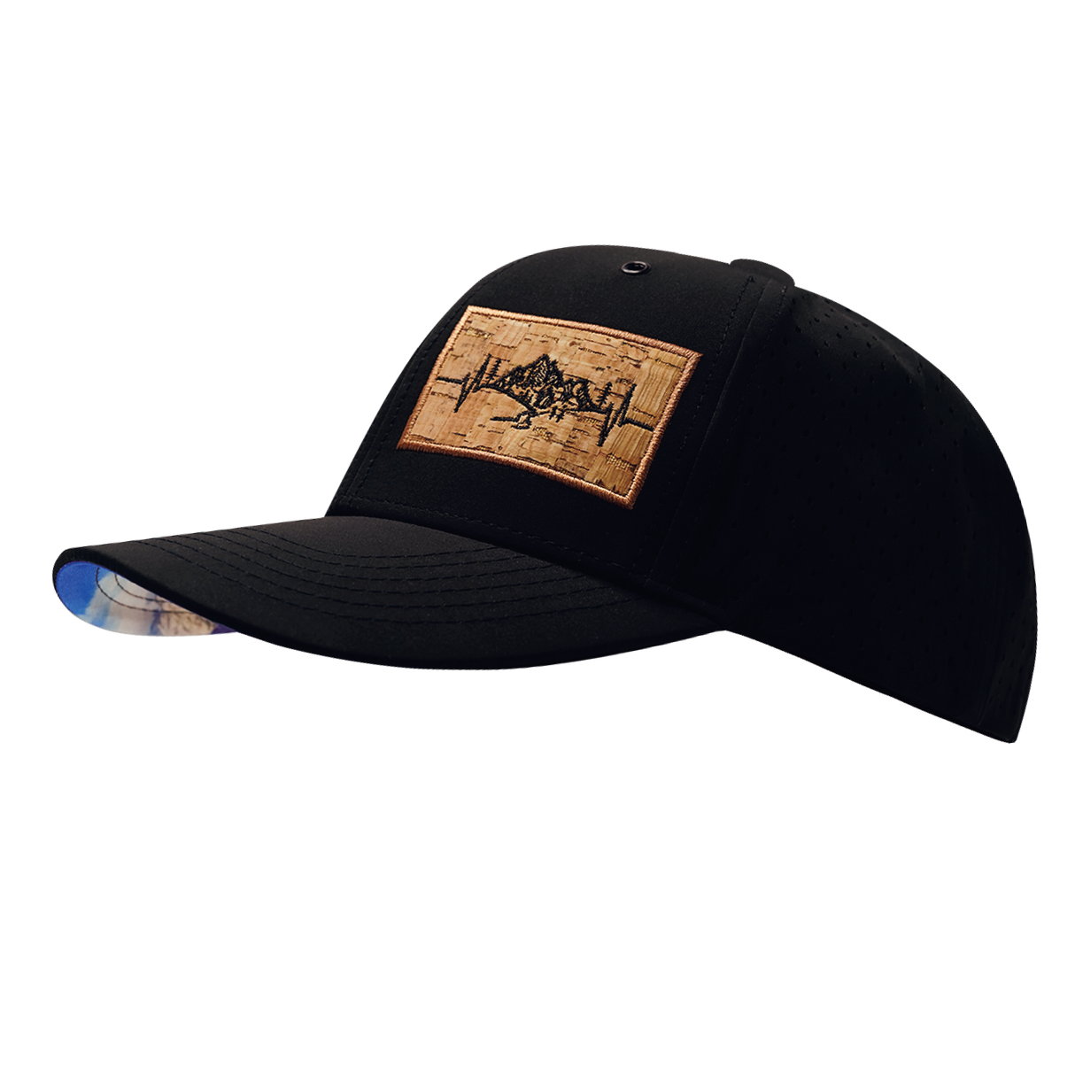 Mountains - 6 Panel - Black - Laser Mesh (Unisex)