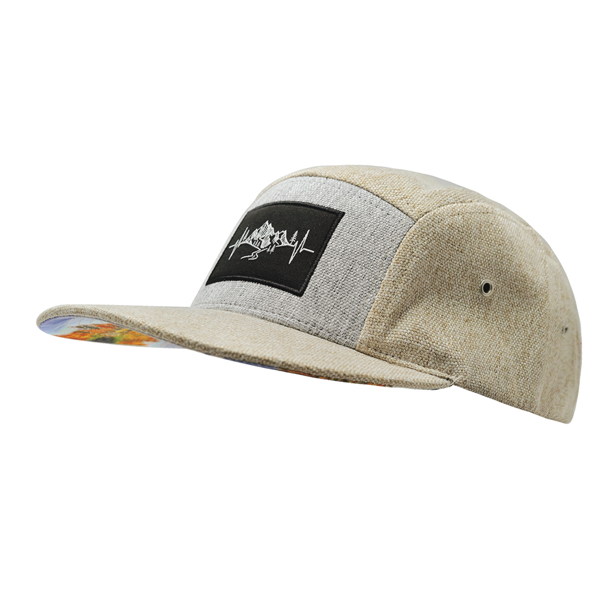 Mountains - 5 Panel - Unstructured - Cream Hemp / Gray Hemp - Fabric Back (Unisex)