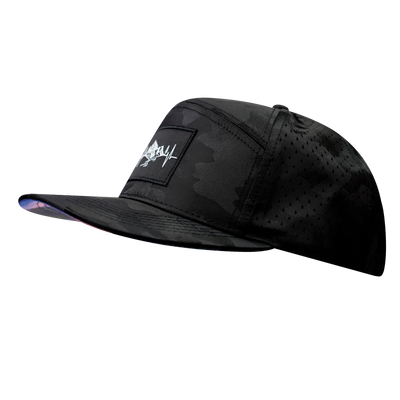 Mountains - 7 Panel - Black Camo - Laser Mesh (Unisex)