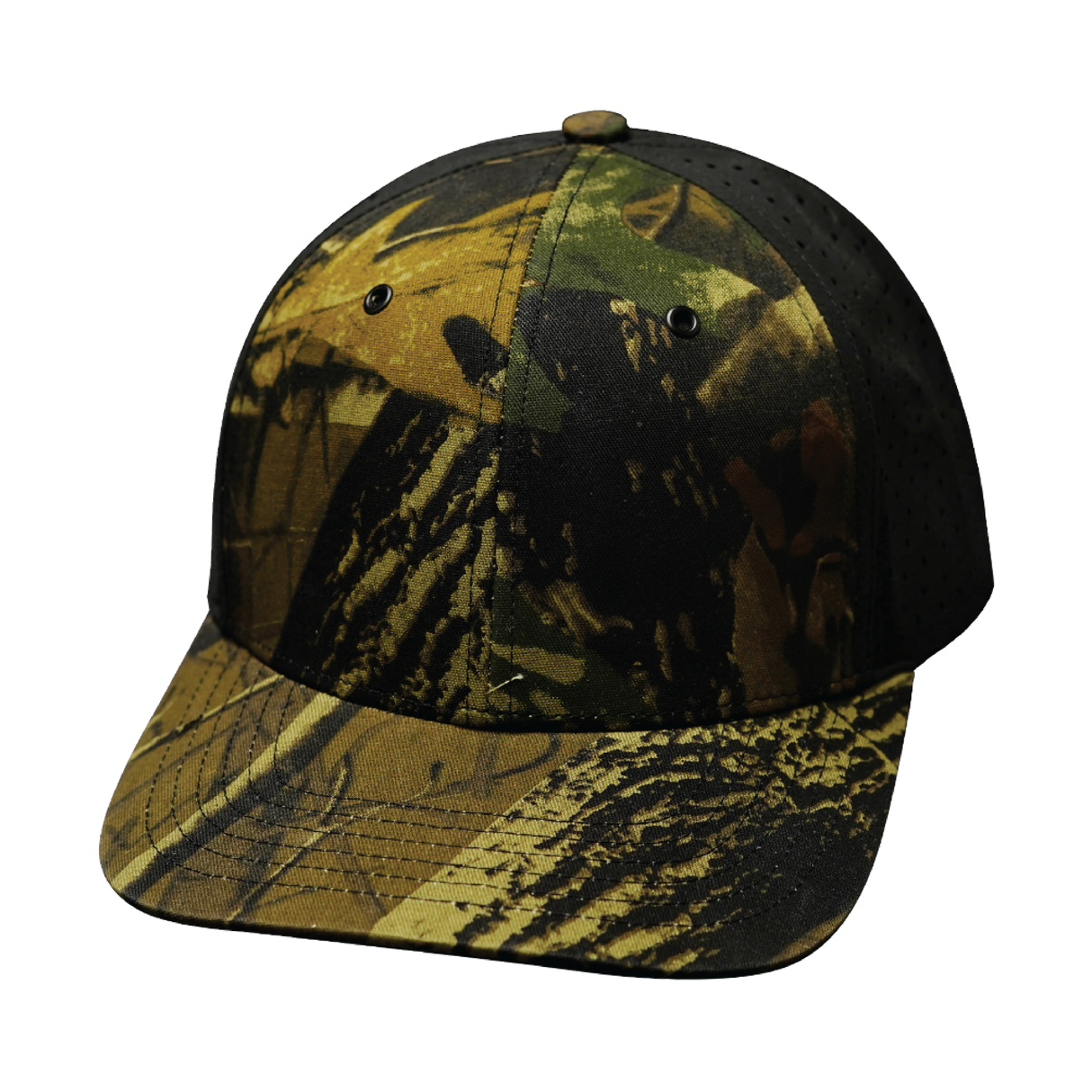 Blank - 6 Panel - Tan Tree Camo / Black (Unisex) - Laser Mesh