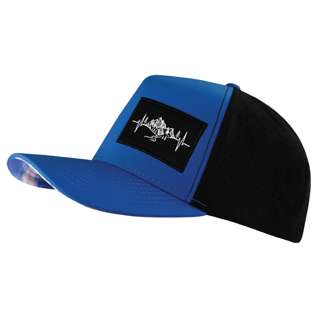 Mountains - 5 Panel - Structured - Royal Blue / Black - Laser Mesh (Unisex)