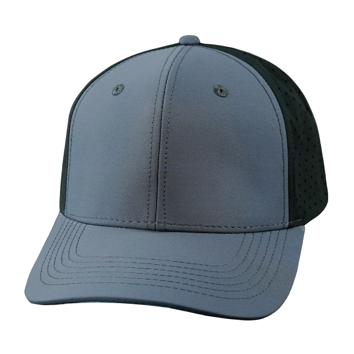 Blank - 6 Panel - Charcoal / Black (Unisex) - Laser Mesh