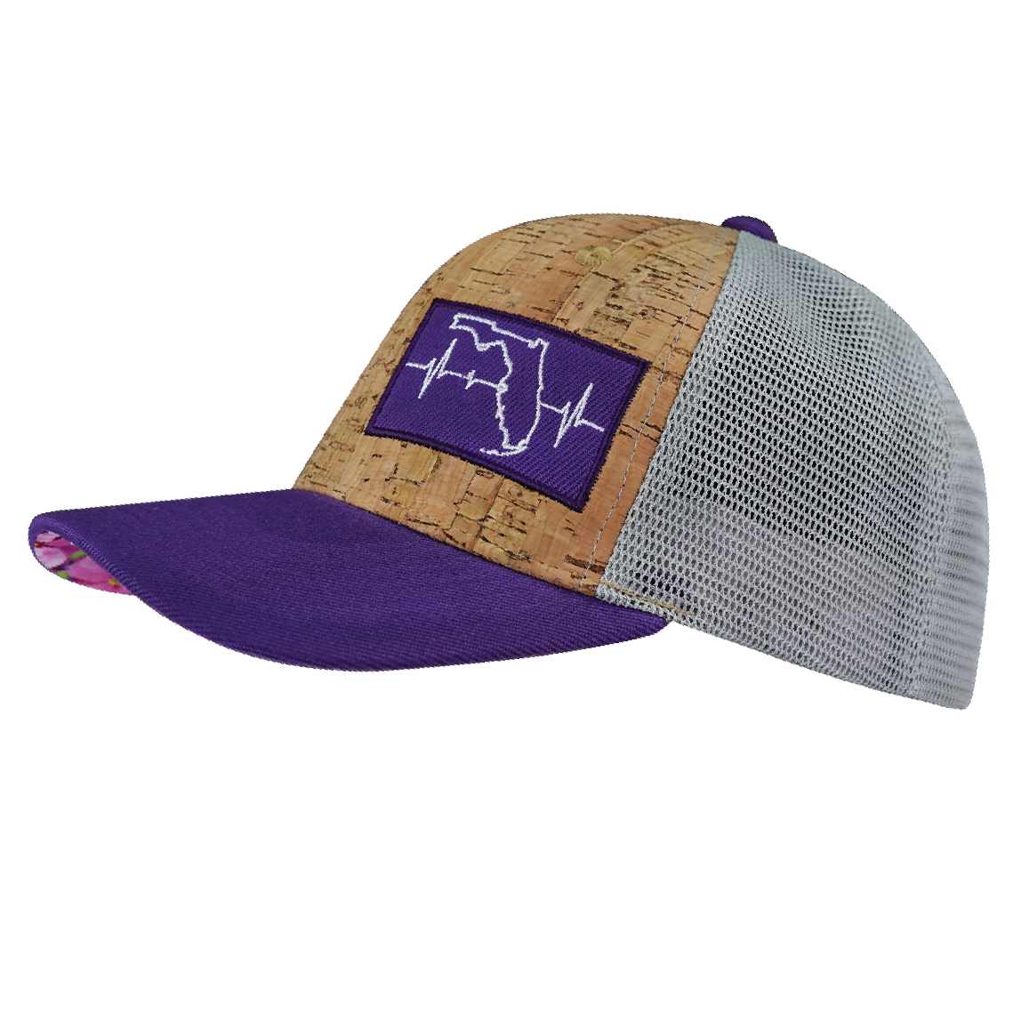 Florida - 6 Panel - Cork - Purple / Gray - Trucker Mesh (Unisex)