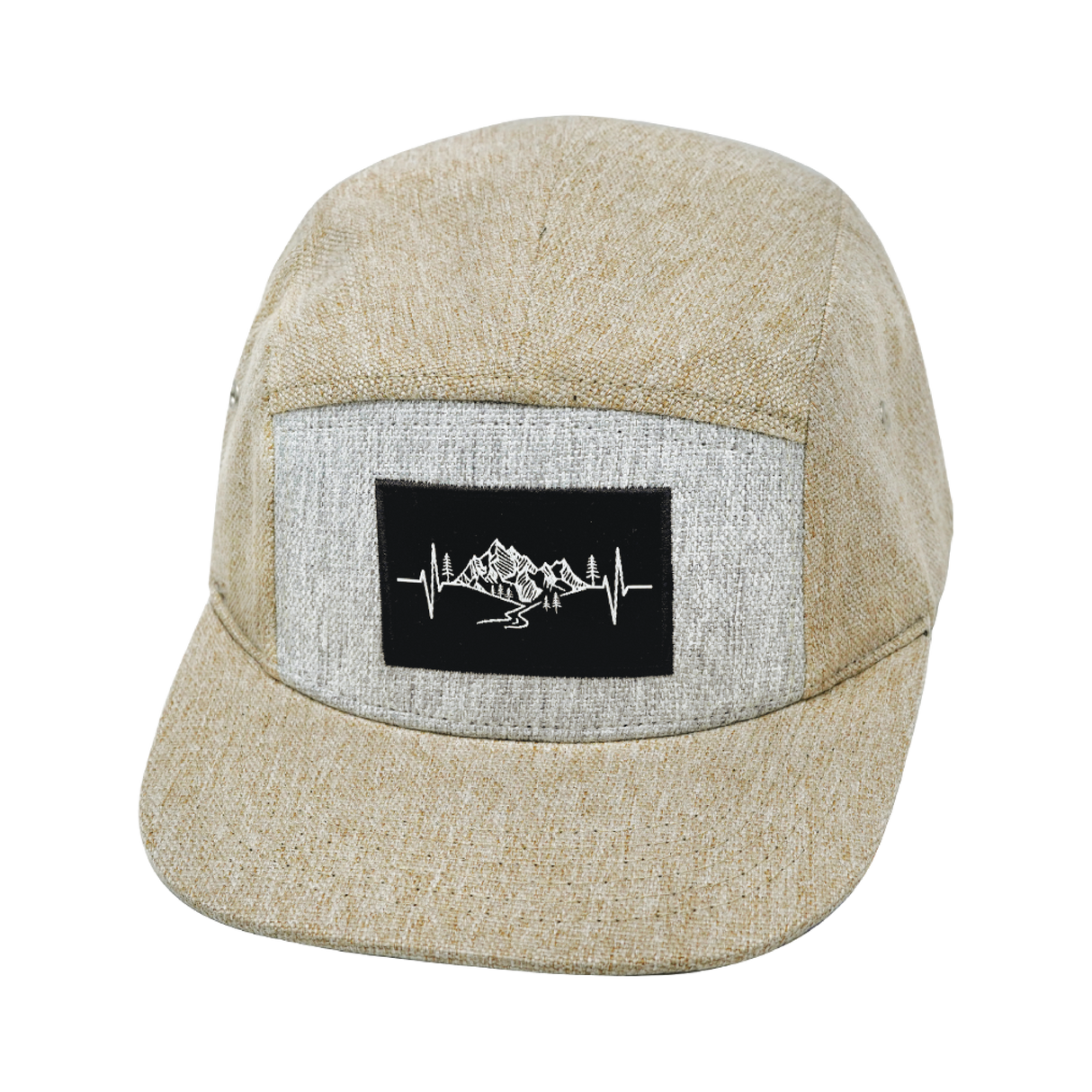 Mountains - 5 Panel - Unstructured - Cream Hemp / Gray Hemp - Fabric Back (Unisex)