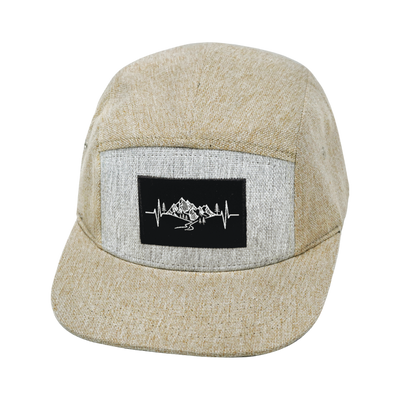 Mountains - 5 Panel - Unstructured - Cream Hemp / Gray Hemp - Fabric Back (Unisex)