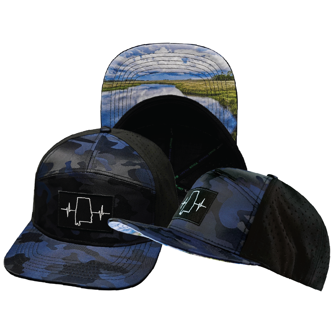 Alabama - 7 Panel - Navy Camo / Black- Laser Mesh (Unisex)