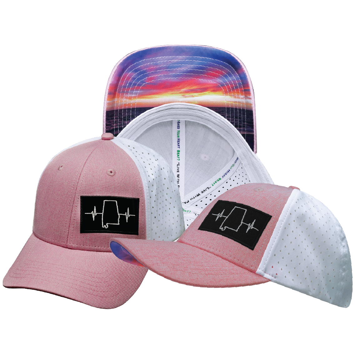 Alabama - 6 Panel - Shallow Fit - Pony Tail - Pink / White - Laser Mesh (Unisex)