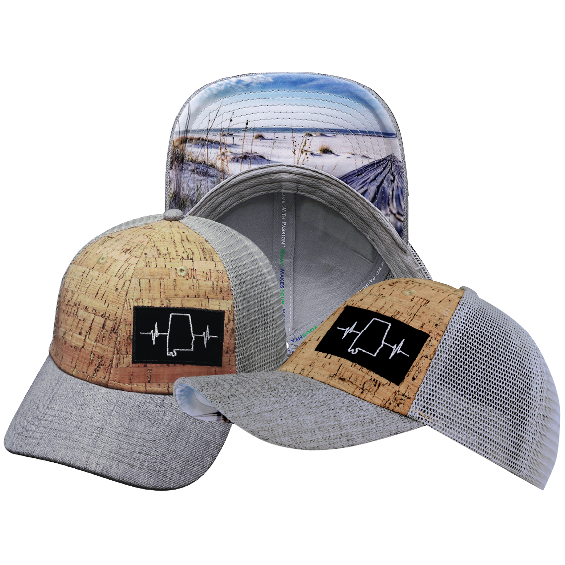 Alabama - 6 Panel - Shallow Fit - Cork - Heather Gray / Gray - Trucker Mesh (Unisex)