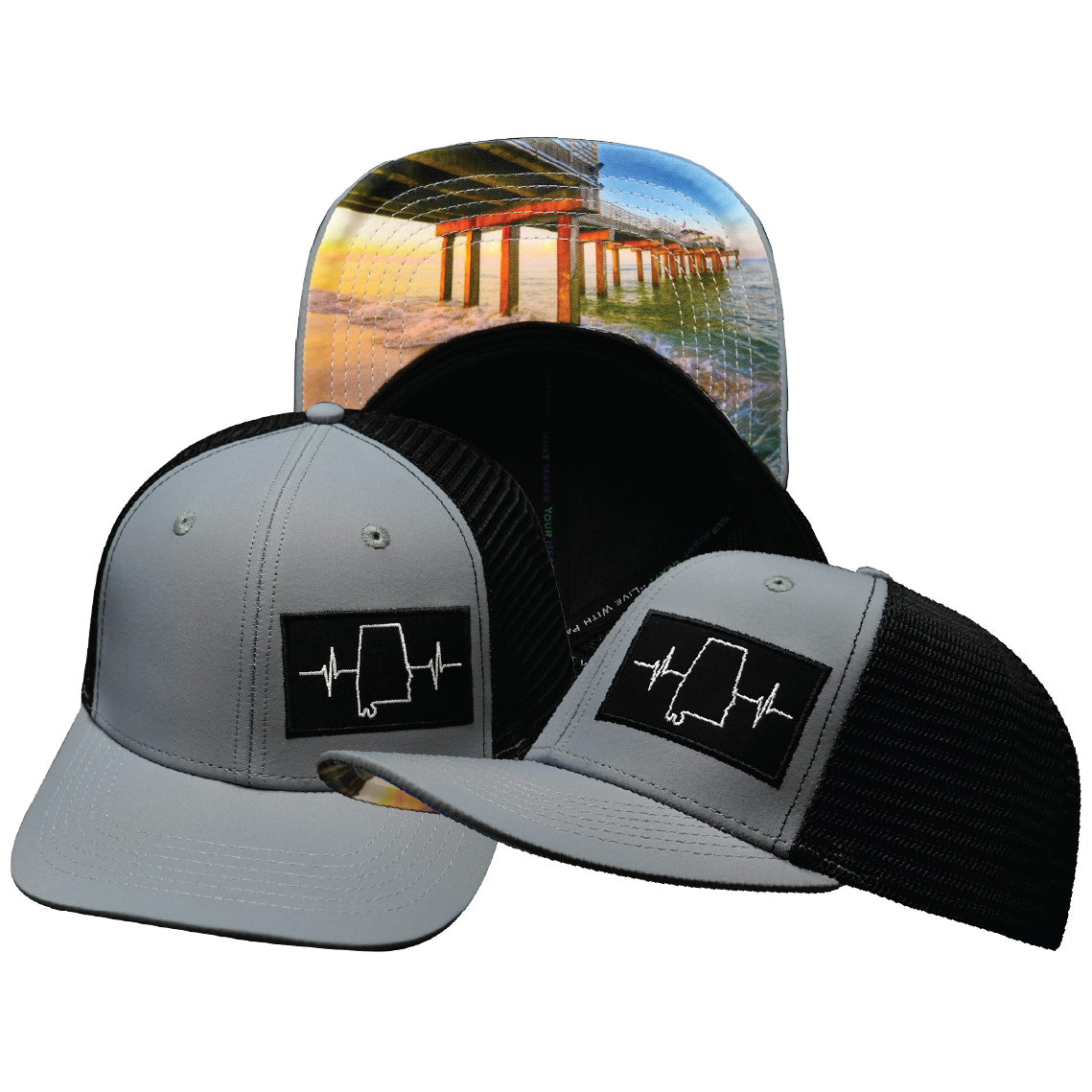 Alabama - 6 Panel - Gray / Black - Laser Mesh (Unisex)