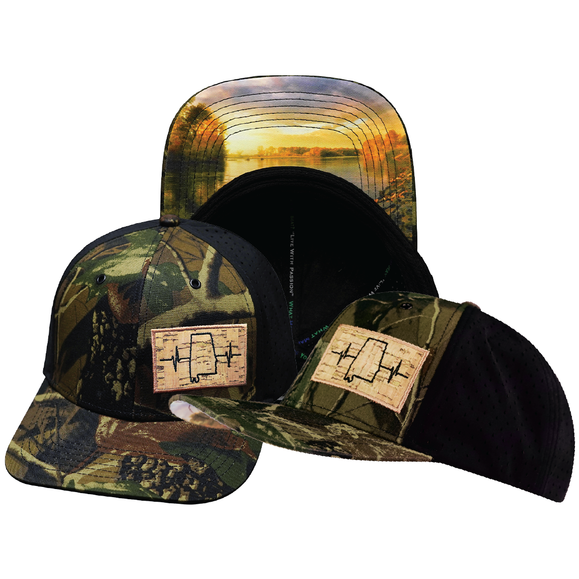 Alabama - 6 Panel - Tan Tree Camo / Black - Laser Mesh (Unisex)
