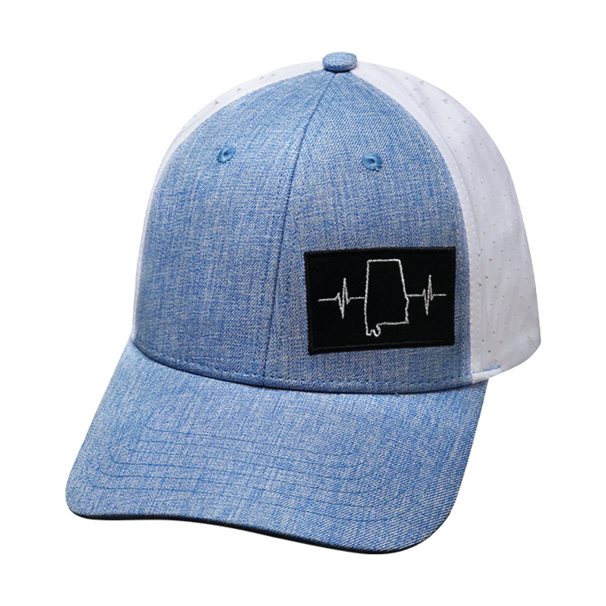Alabama - 6 Panel - Shallow Fit - Pony Tail - Light Blue / White - Laser Mesh (Unisex)