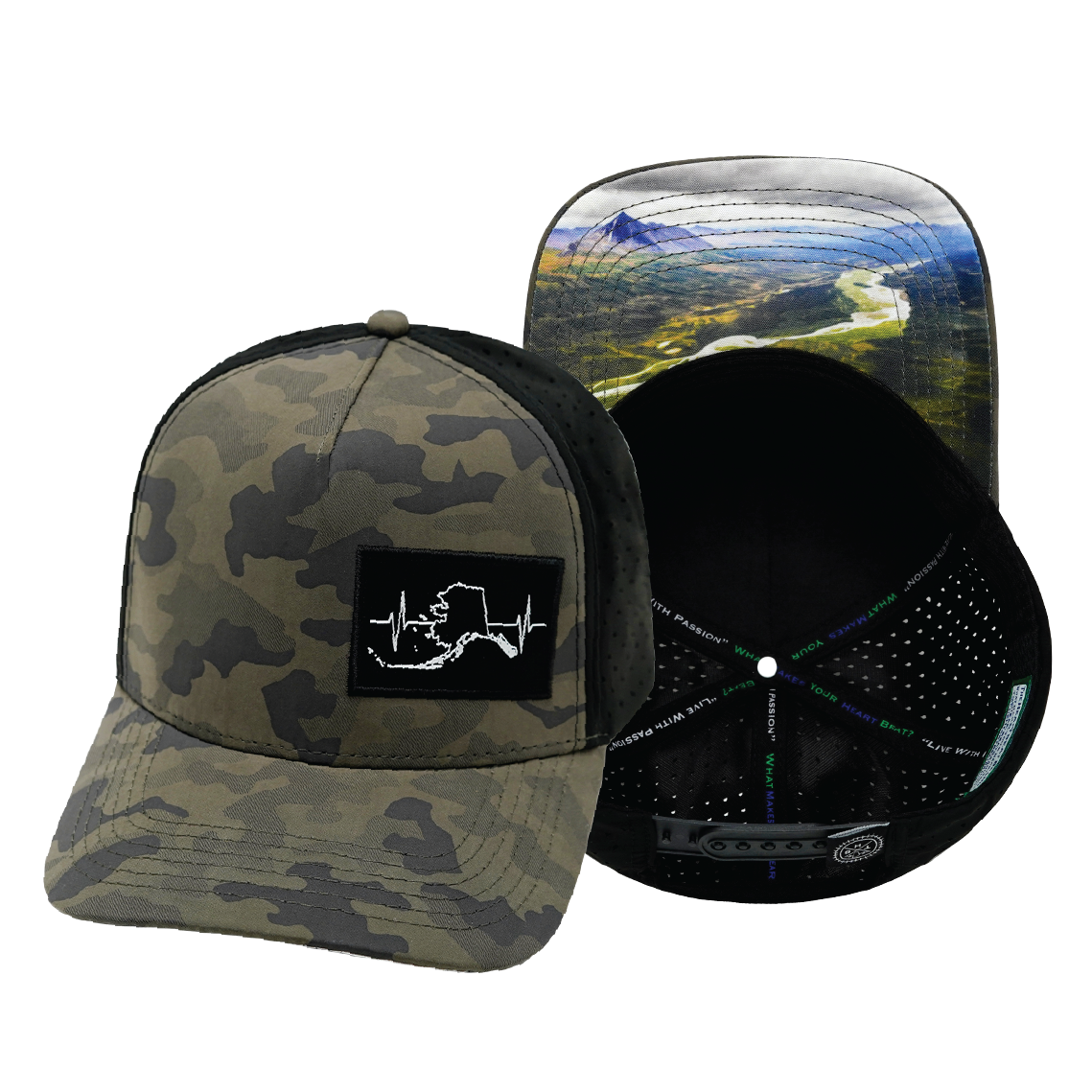 Alaska - 5 Panel - Structured - Charcoal Camo / Black - Laser Mesh(Unisex)