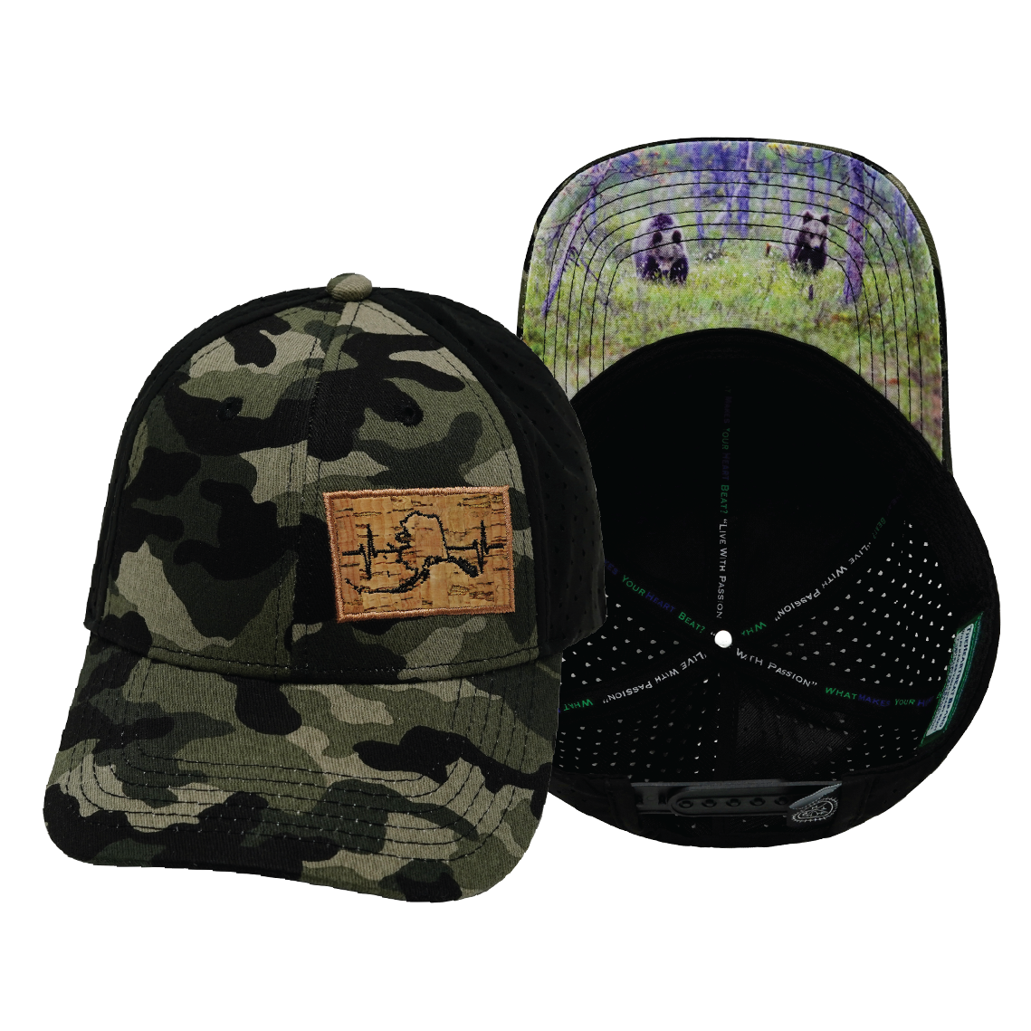 Alaska - 6 Panel - Shallow Fit - Pony Tail - Camo / Black - Soft Trucker Mesh (Unisex)