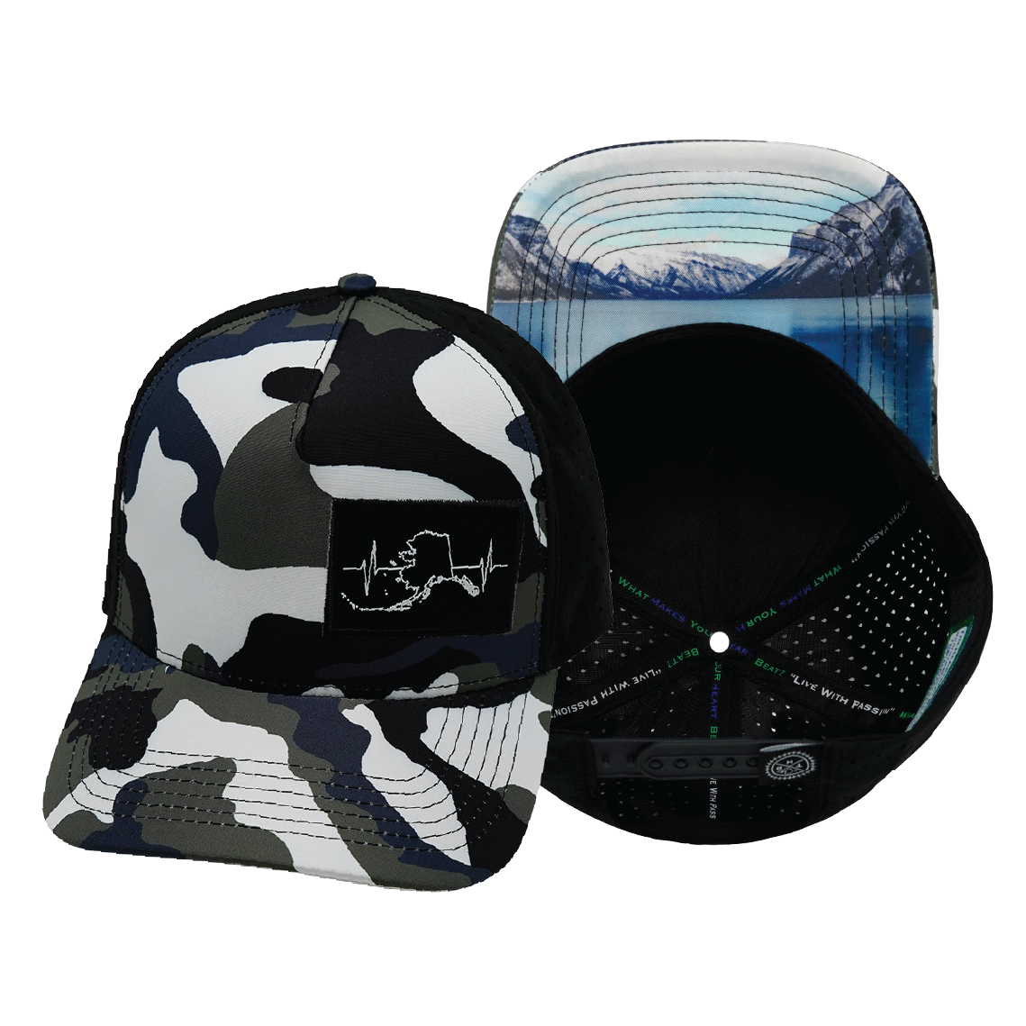 Alaska - 5 Panel - Structured - Camo - White / Blue / Gray / Black - Laser Mesh (Unisex)
