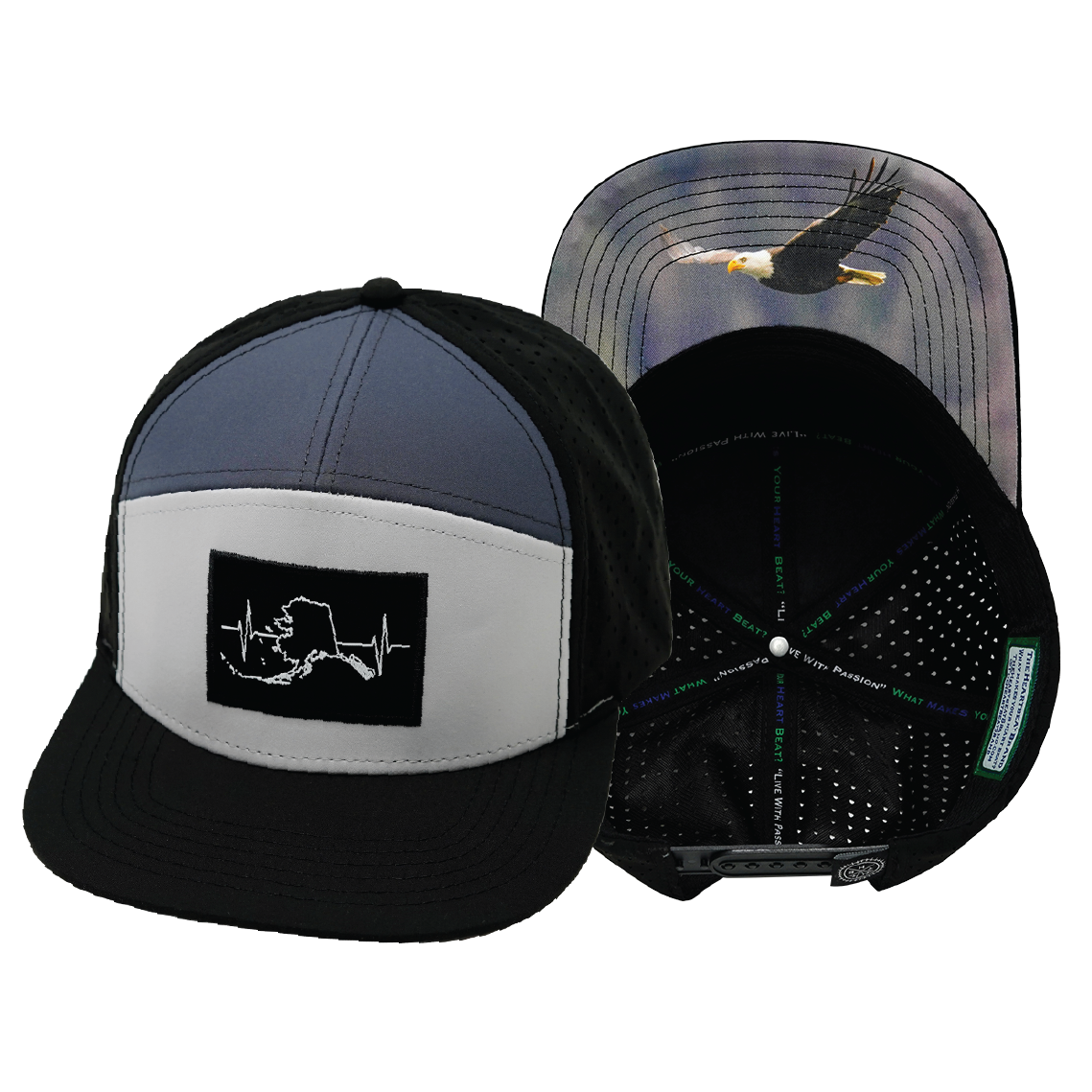 Alaska - 7 Panel - Black / Gray / Charcoal - Laser Mesh (Unisex)