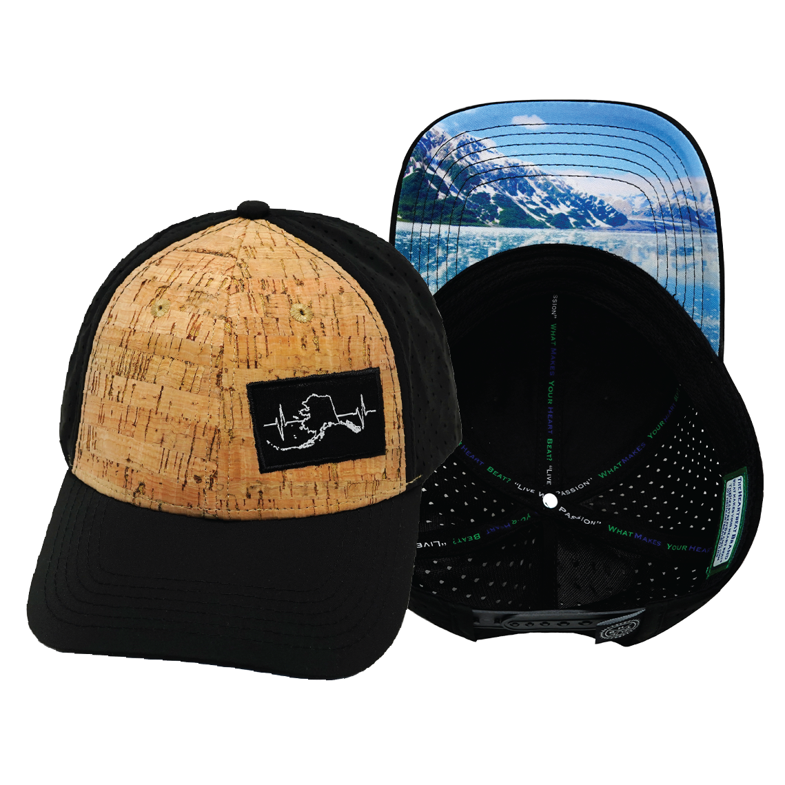 Alaska - 6 Panel - Shallow Fit - Pony Tail - Cork - Black - Laser Mesh (Unisex)
