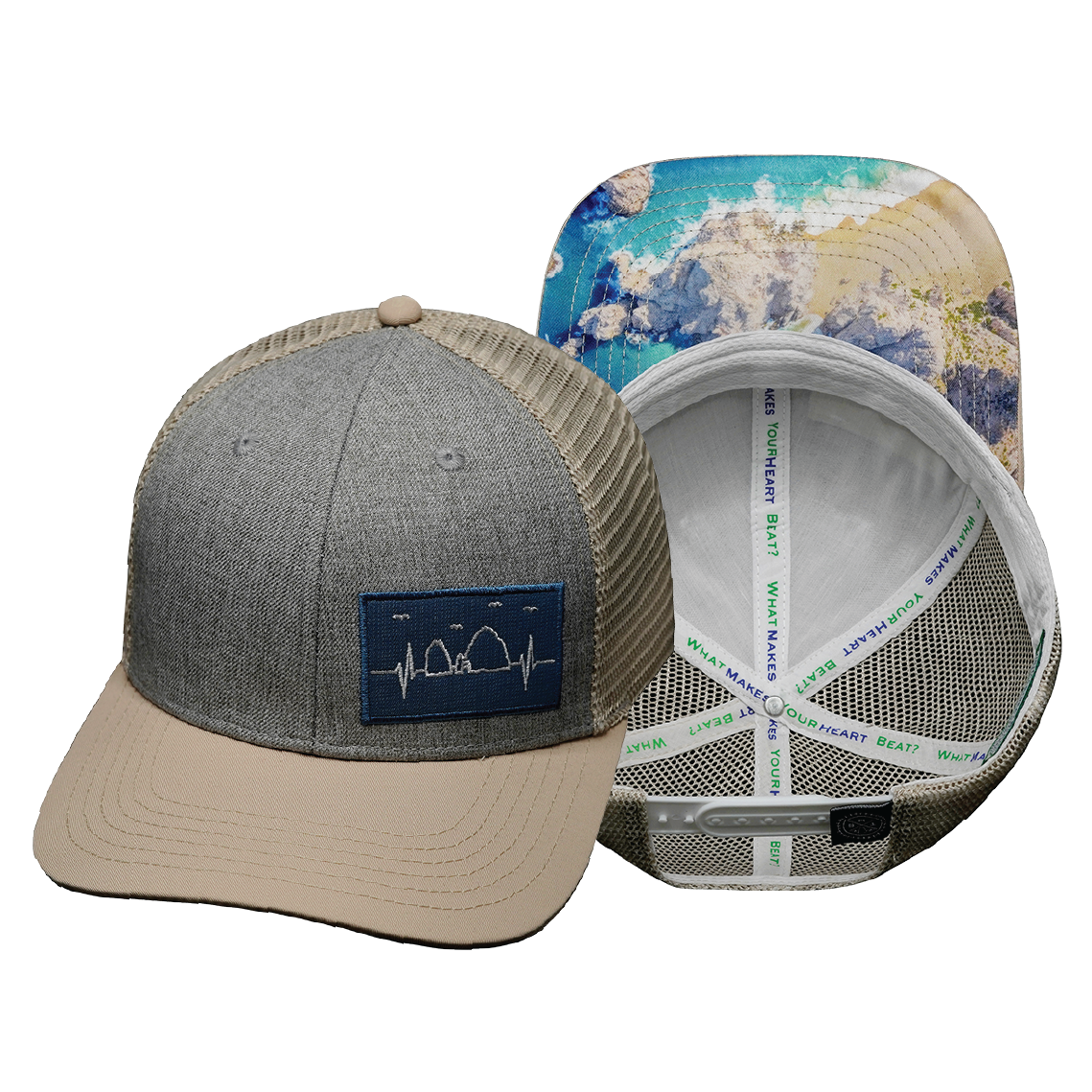 Cabo - 6 Panel - Cream / Gray - Trucker Mesh (Unisex)