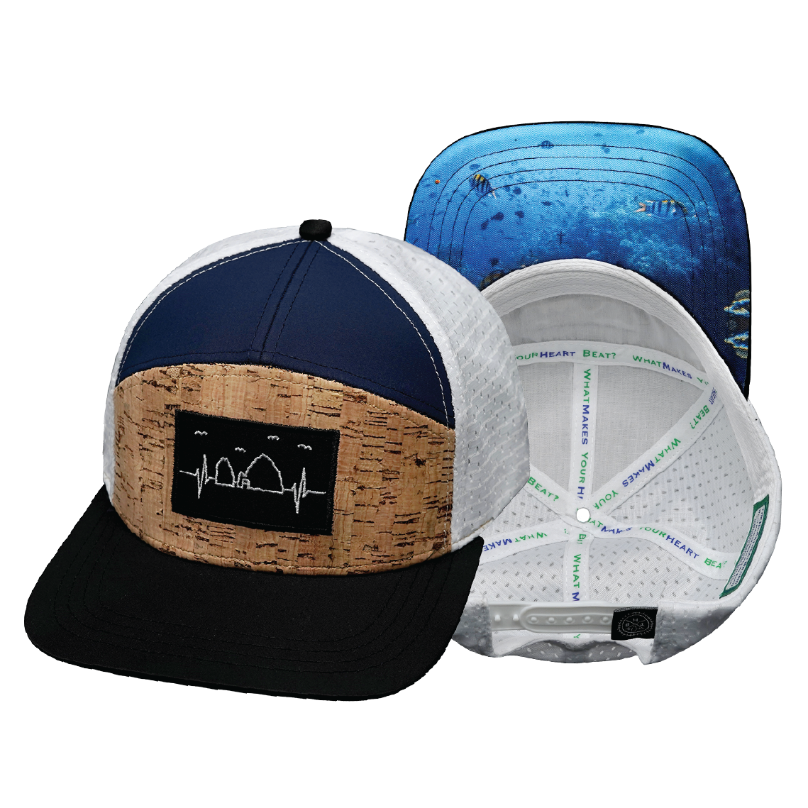 Cabo - 7 Panel - Cork - Black / Navy / White - Jersey Mesh (Unisex)