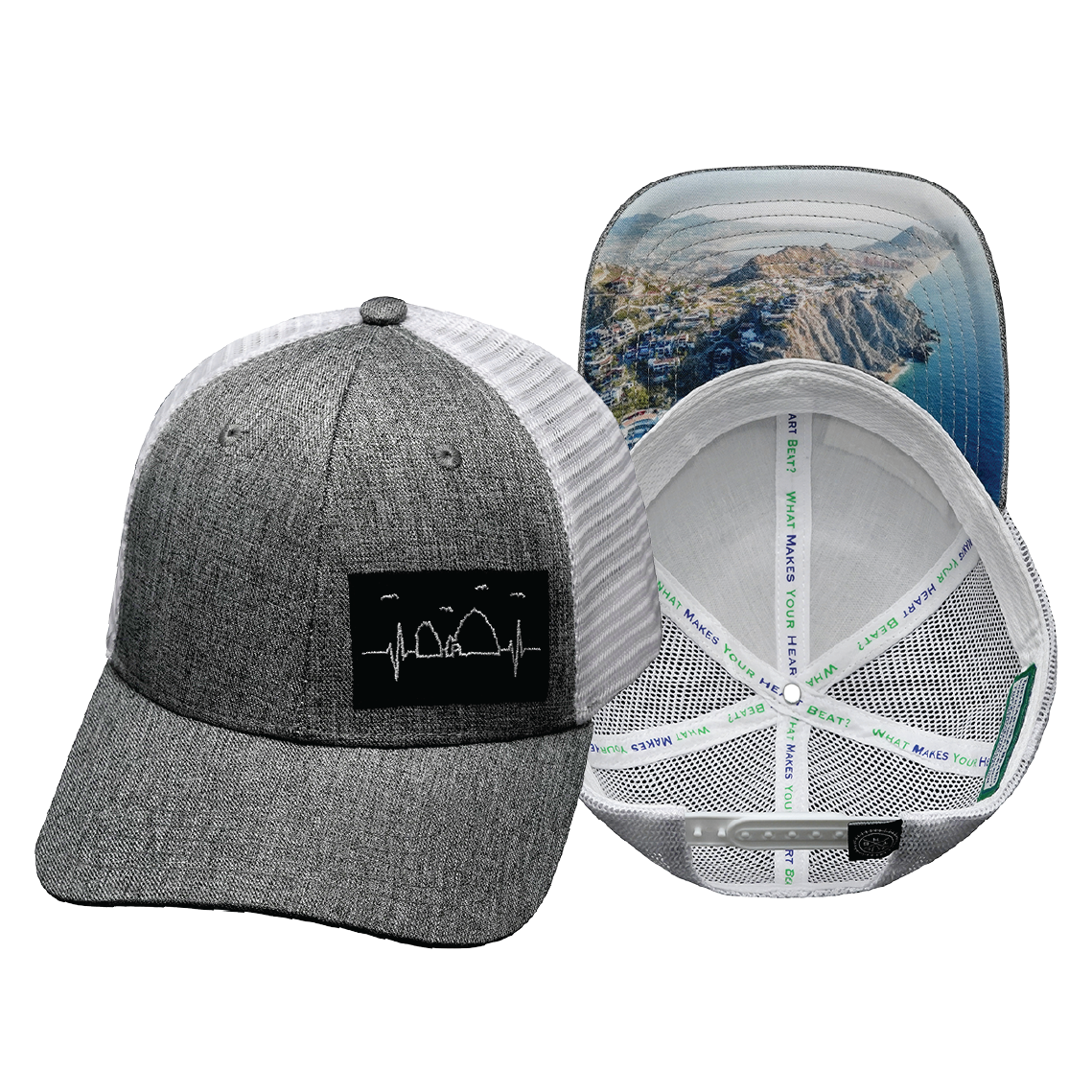 Cabo - 6 Panel - Shallow Fit - Gray / White - Trucker Mesh (Unisex)