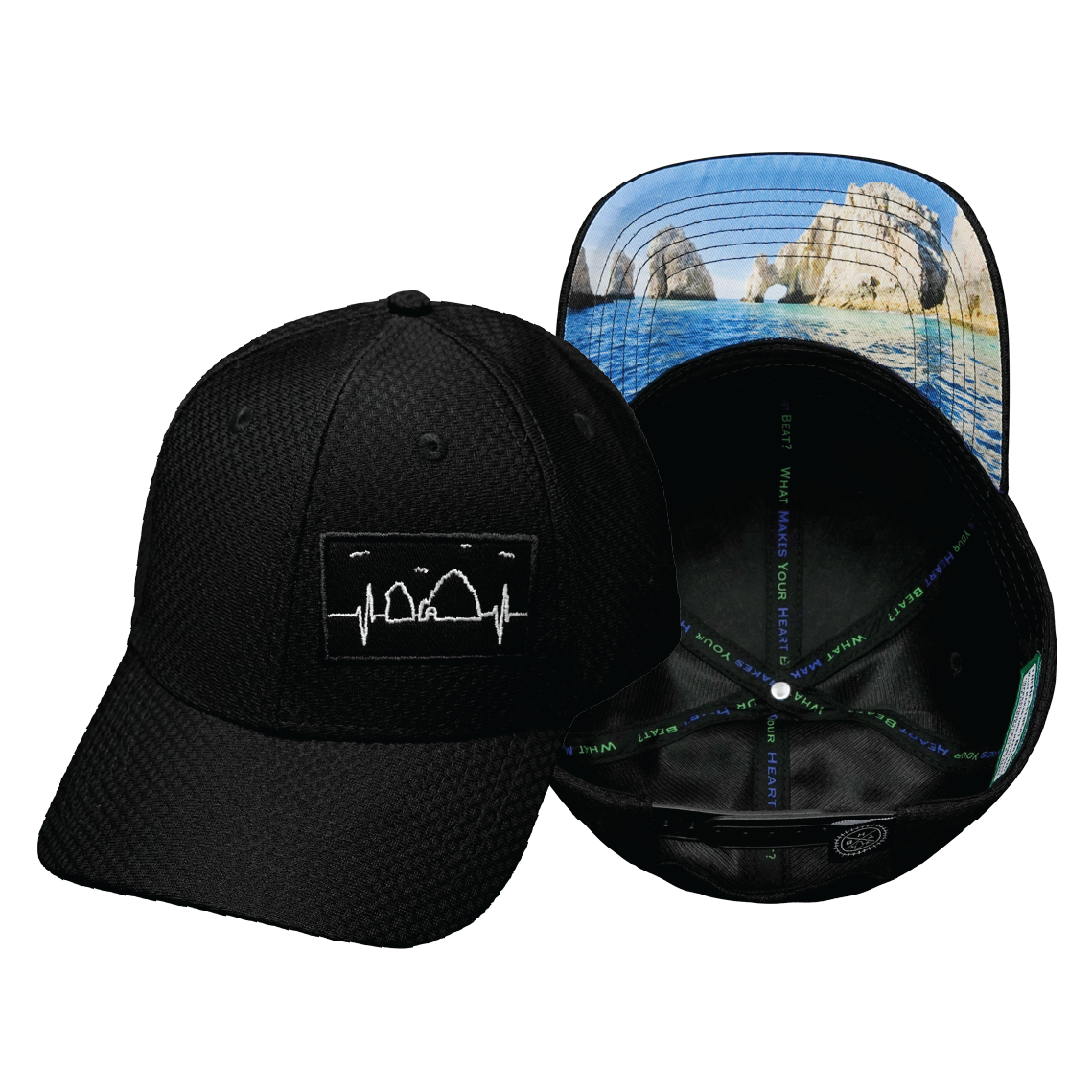 Cabo - 6 Panel - AirMesh - Atheltic Fit - Black - Fabric Back (Unisex)