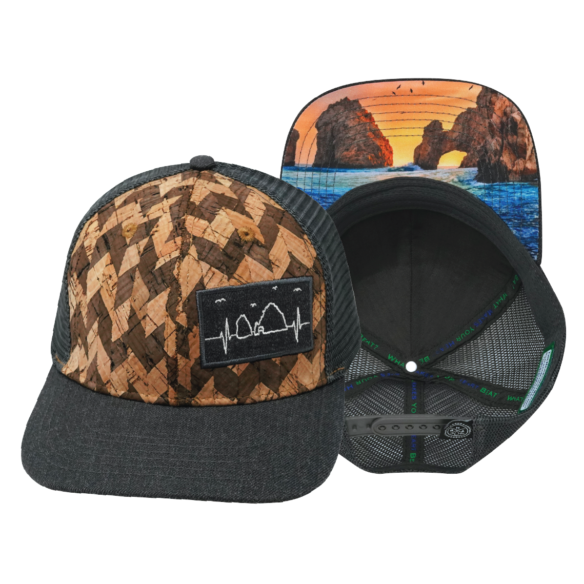 Cabo - 6 Panel - Cork - Charcoal Gray - Trucker Mesh (Unisex)