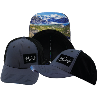 Alaska - 6 Panel - Shallow Fit - Pony Tail - Charcoal / Black - Laser Mesh (Unisex)