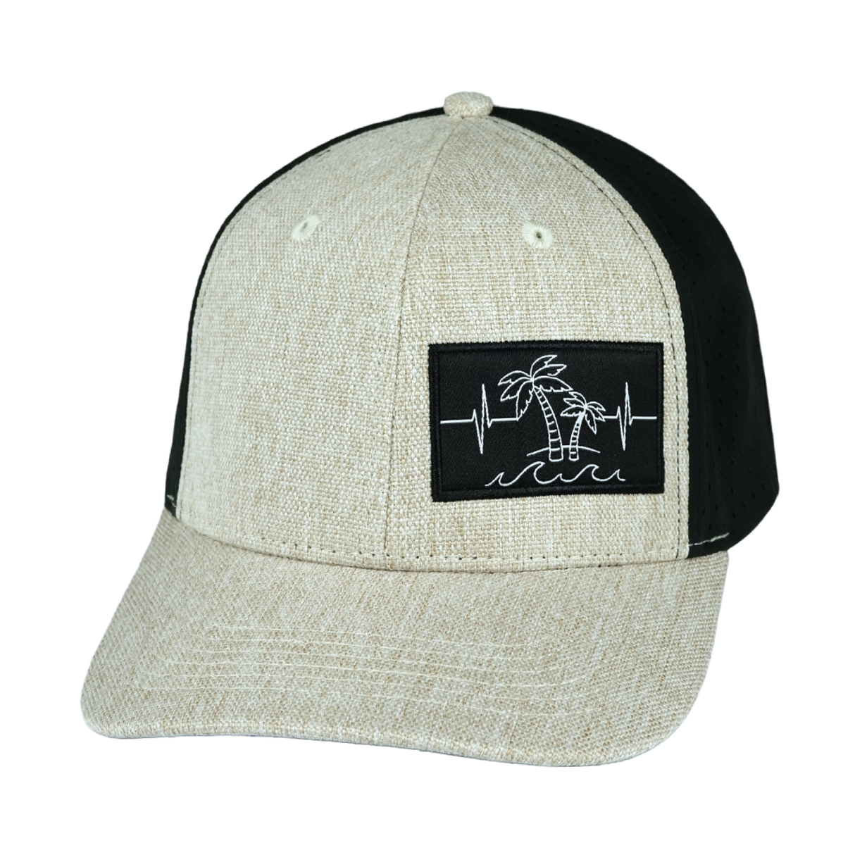 Beach - 6 Panel - Cream Hemp / Black - Laser Mesh (Unisex)