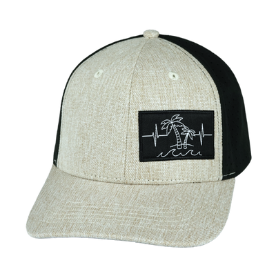 Beach - 6 Panel - Cream Hemp / Black - Laser Mesh (Unisex)