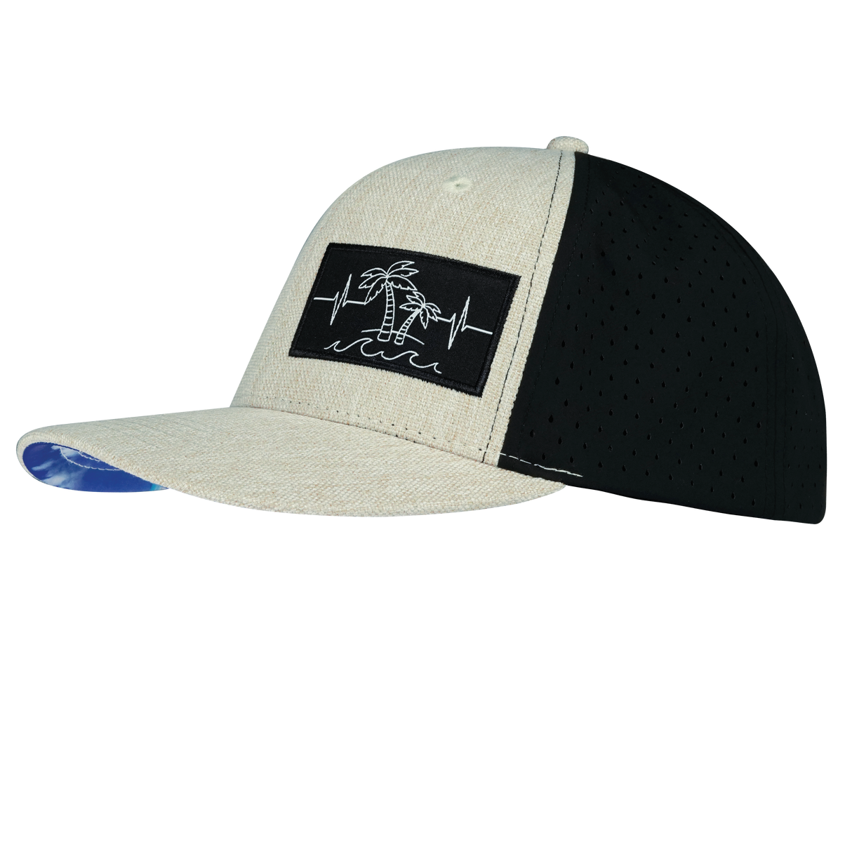 Beach - 6 Panel - Cream Hemp / Black - Laser Mesh (Unisex)