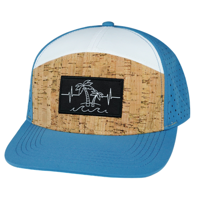 Beach - 7 Panel - Cork - Blue / White - Laser Mesh (Unisex)