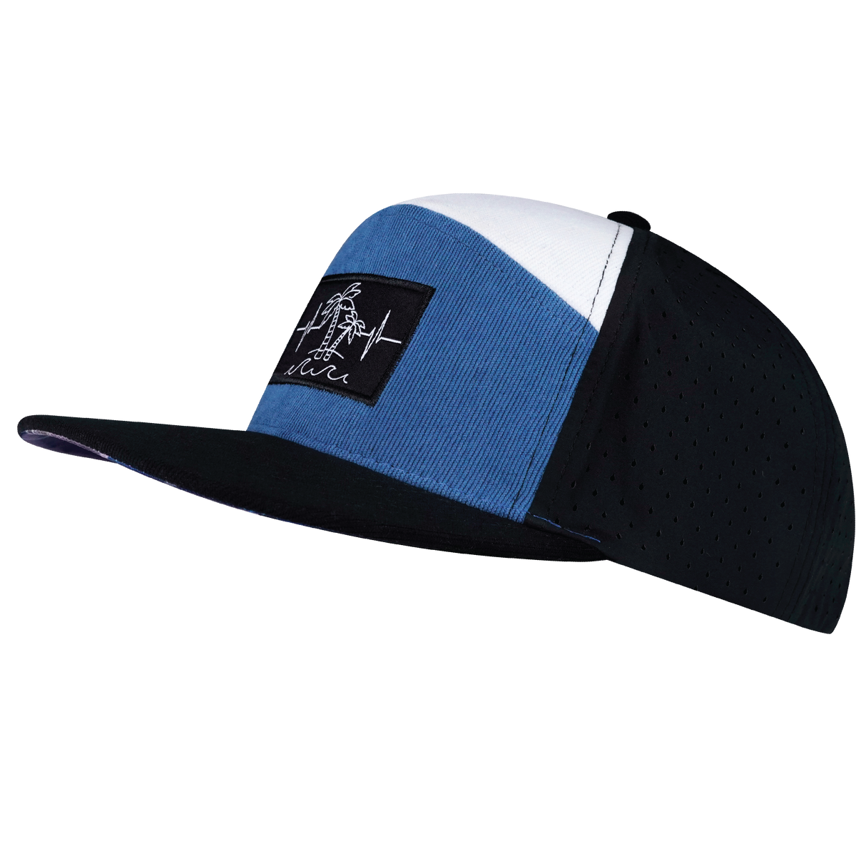 Beach - 7 Panel - Corduroy - Black / Blue / White - Laser Mesh (Unisex)