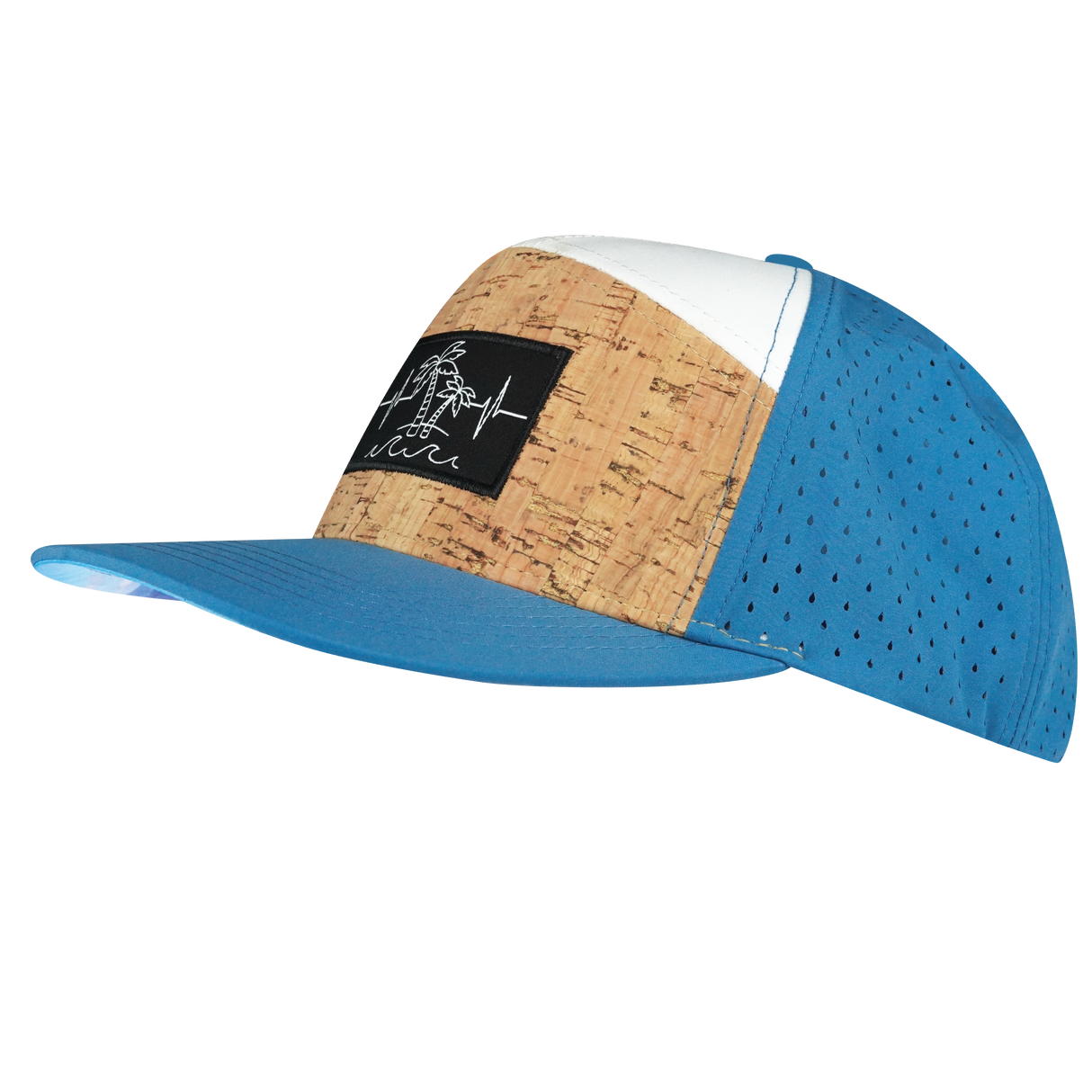 Beach - 7 Panel - Cork - Blue / White - Laser Mesh (Unisex)