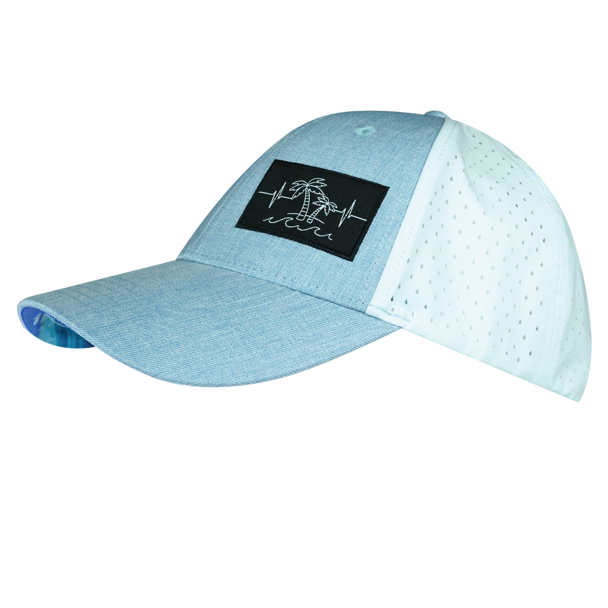 Beach - 6 Panel - Shallow Fit - Pony Tail - Light Blue / White - Laser Mesh (Unisex)