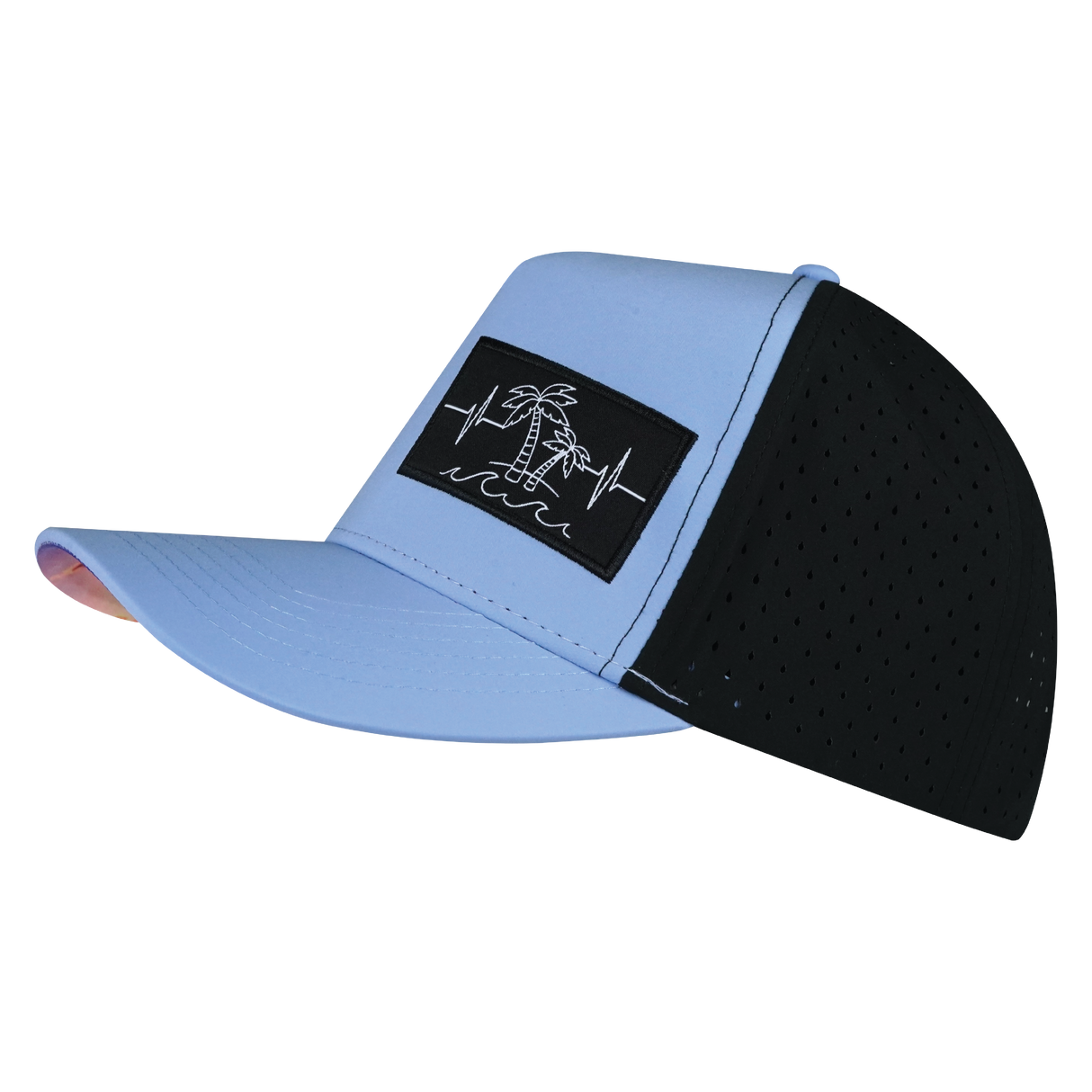 Beach - 5 Panel - Structured - Light Blue / Black - Laser Mesh (Unisex)