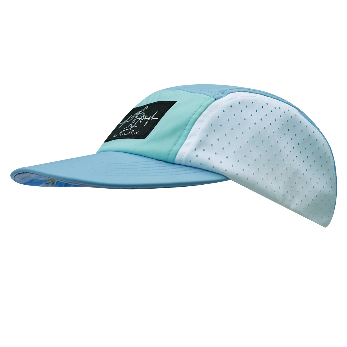 Beach - 5 Panel - Sporty - Unstructured - Baby Blue / Mint / White - Laser Mesh (Unisex)