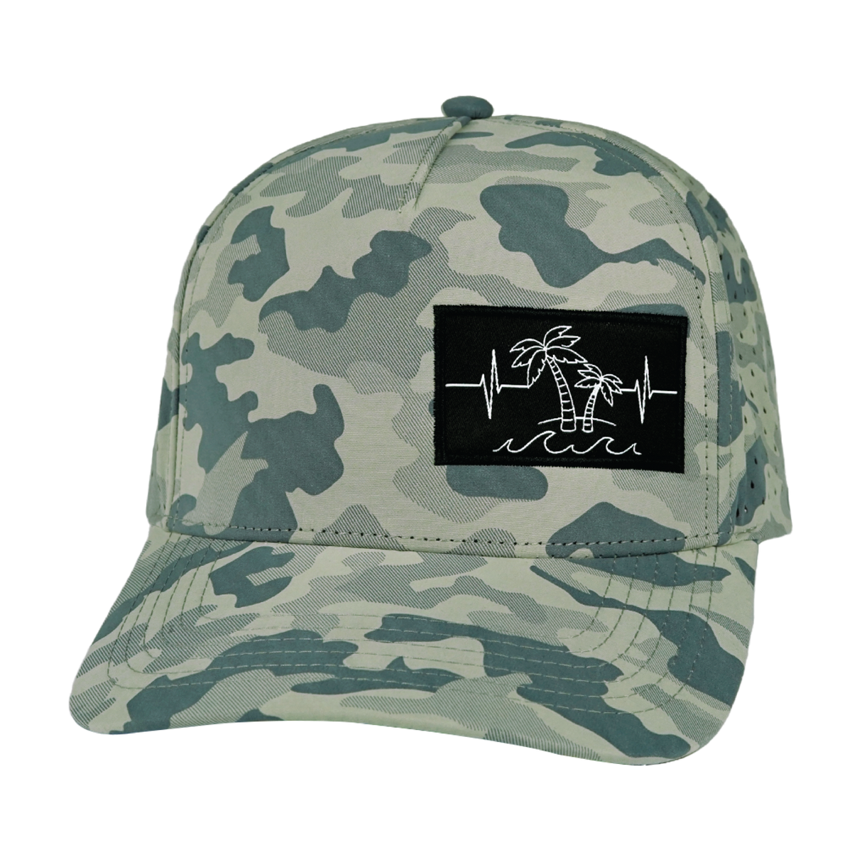 Beach - 5 Panel - Structured - Soft Gray Camo - Laser Mesh (Unisex)