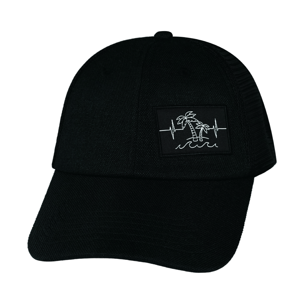 Beach - 6 Panel - Unstructured - Black Hemp / Black - Soft Trucker Mesh (Unisex)