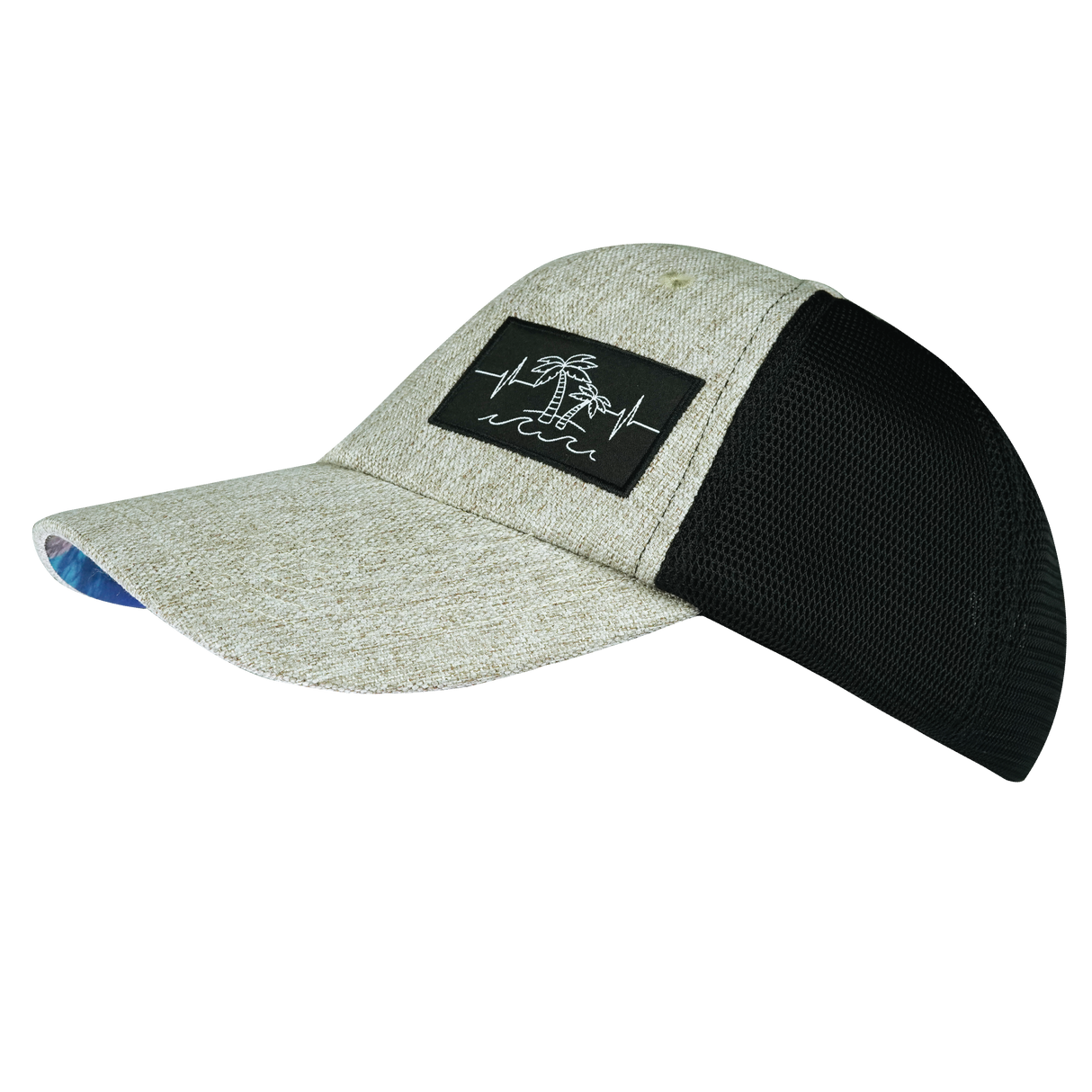 Beach - 6 Panel - Unstructured - Gray Tan Hemp / Black - Soft Trucker Mesh (Unisex)