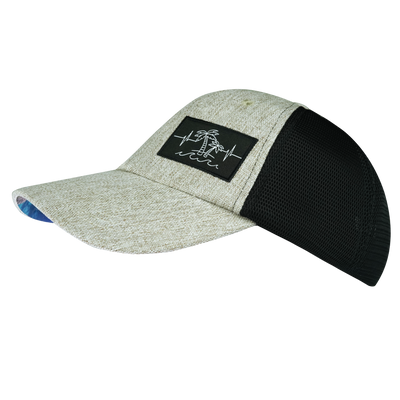 Beach - 6 Panel - Unstructured - Gray Tan Hemp / Black - Soft Trucker Mesh (Unisex)