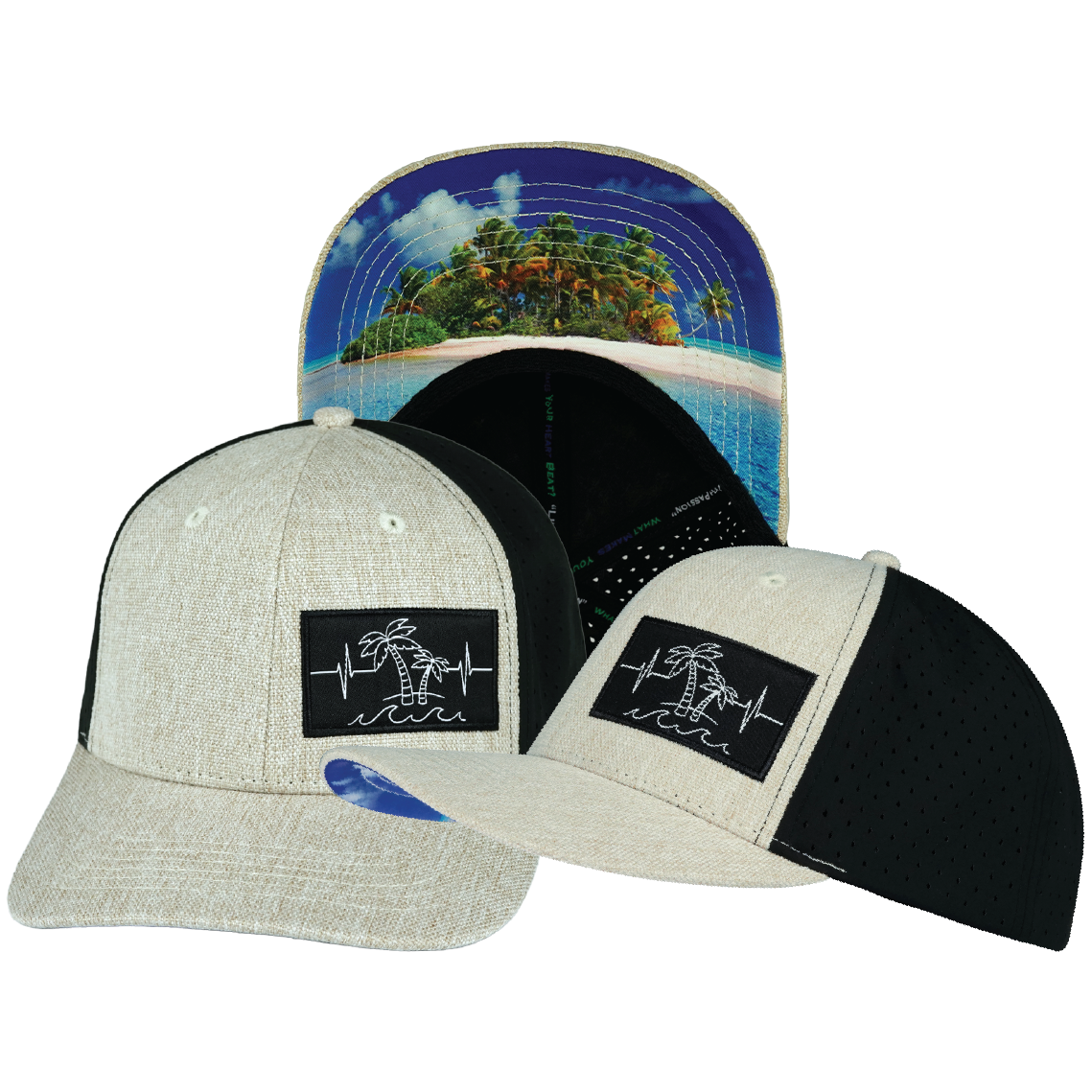 Beach - 6 Panel - Cream Hemp / Black - Laser Mesh (Unisex)