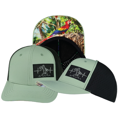 Beach - 6 Panel - Sage Green / Black - Laser Mesh (Unisex)