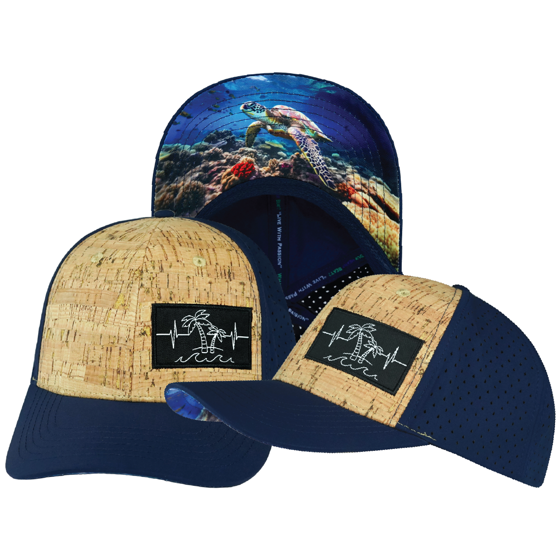 Beach - 6 Panel - Cork - Dark Blue - Laser Mesh (Unisex)