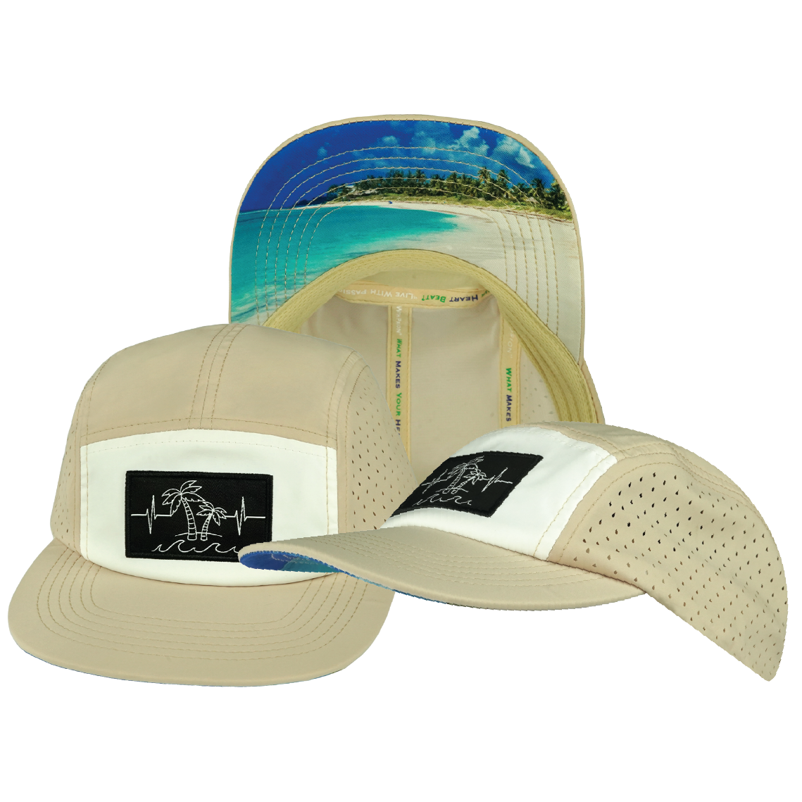 Beach - 5 Panel - Sporty - Unstructured - Sand / White - Laser Mesh (Unisex)