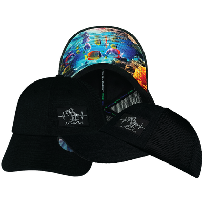 Beach - 6 Panel - Unstructured - Black Hemp / Black - Soft Trucker Mesh (Unisex)