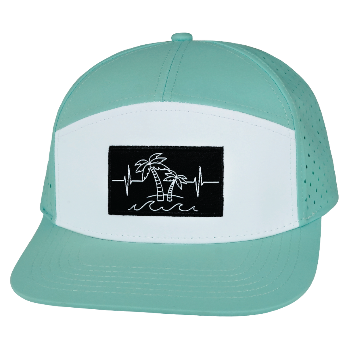 Beach - 7 Panel - Mint / White - Laser Mesh (Unisex)