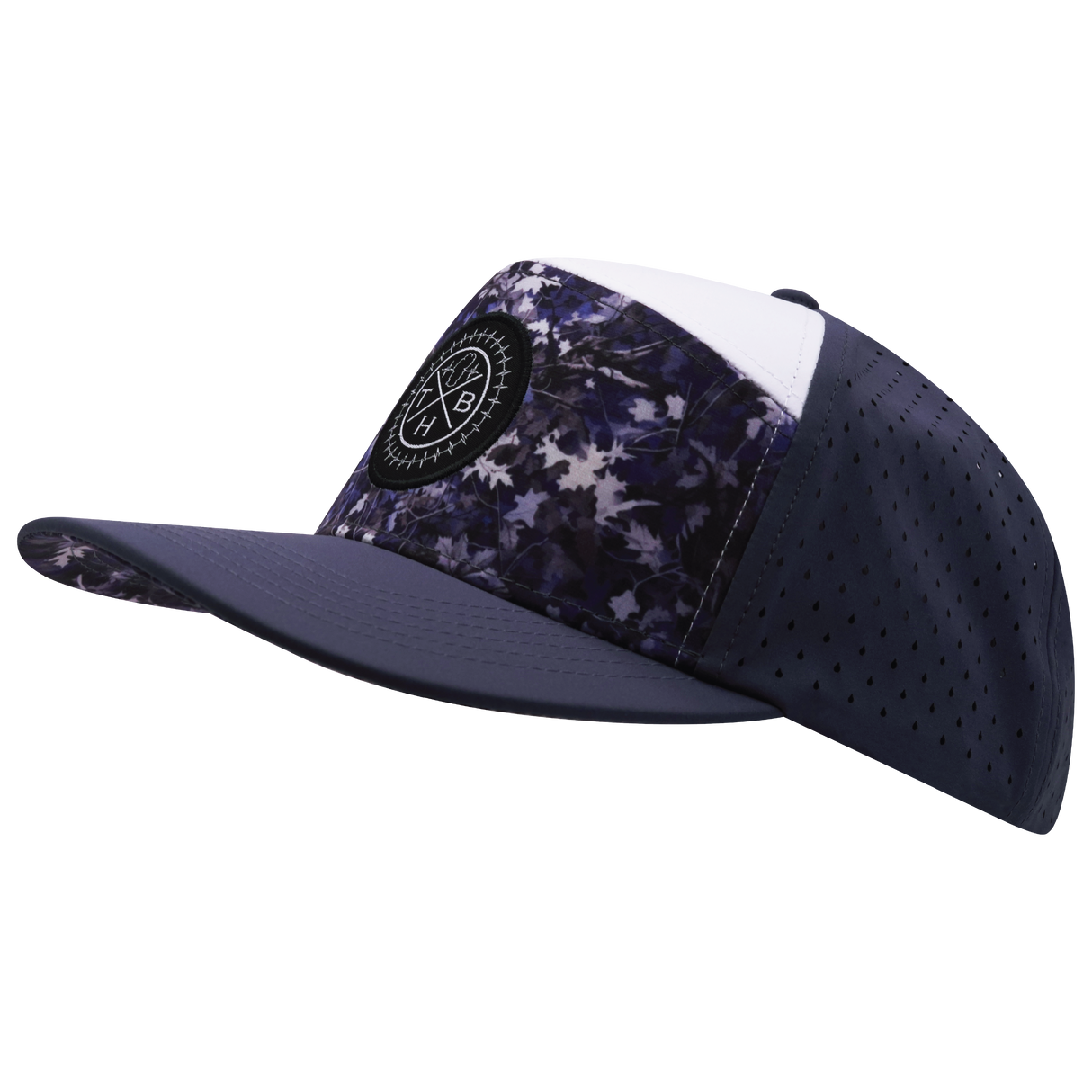 THB - 7 Panel - Blue Fall Camo - Charcoal / White - Laser Mesh (Unisex)