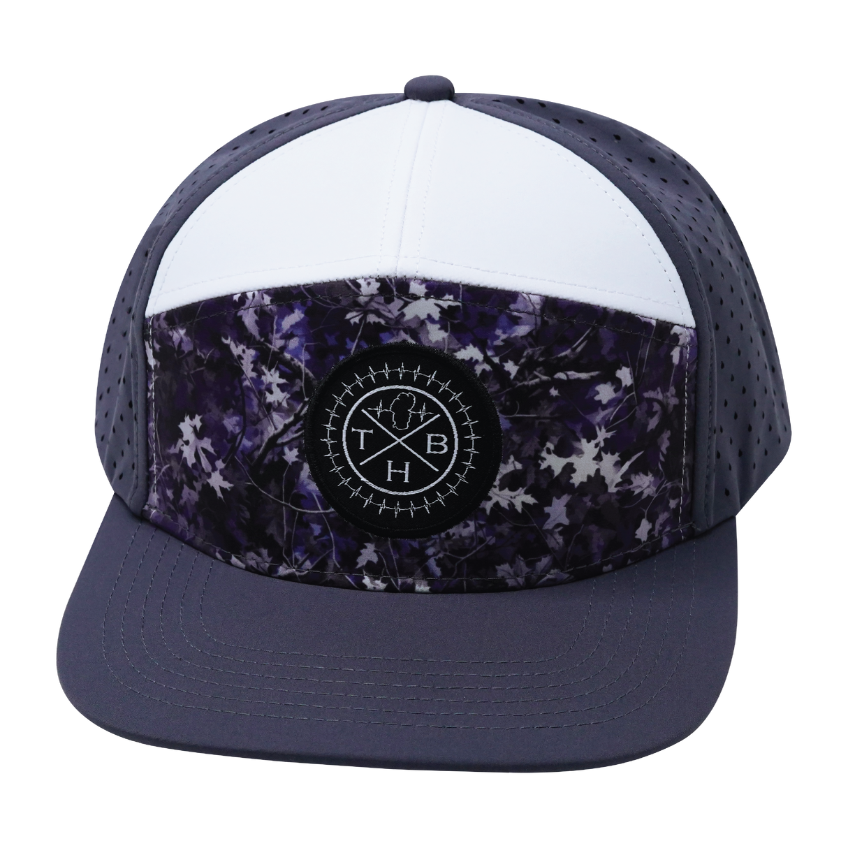 THB - 7 Panel - Blue Fall Camo - Charcoal / White - Laser Mesh (Unisex)